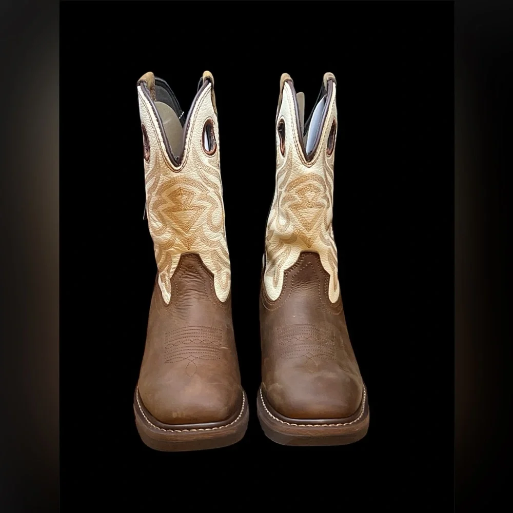 Size 8 - EUROSTAR OLIVIA LEATHER BOOTS - BROWN /WHITE WOMENS‎